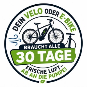 Dein Velo oder E-Bike braucht alle 30 Tage frische Luft – ab an die Pumpe!
